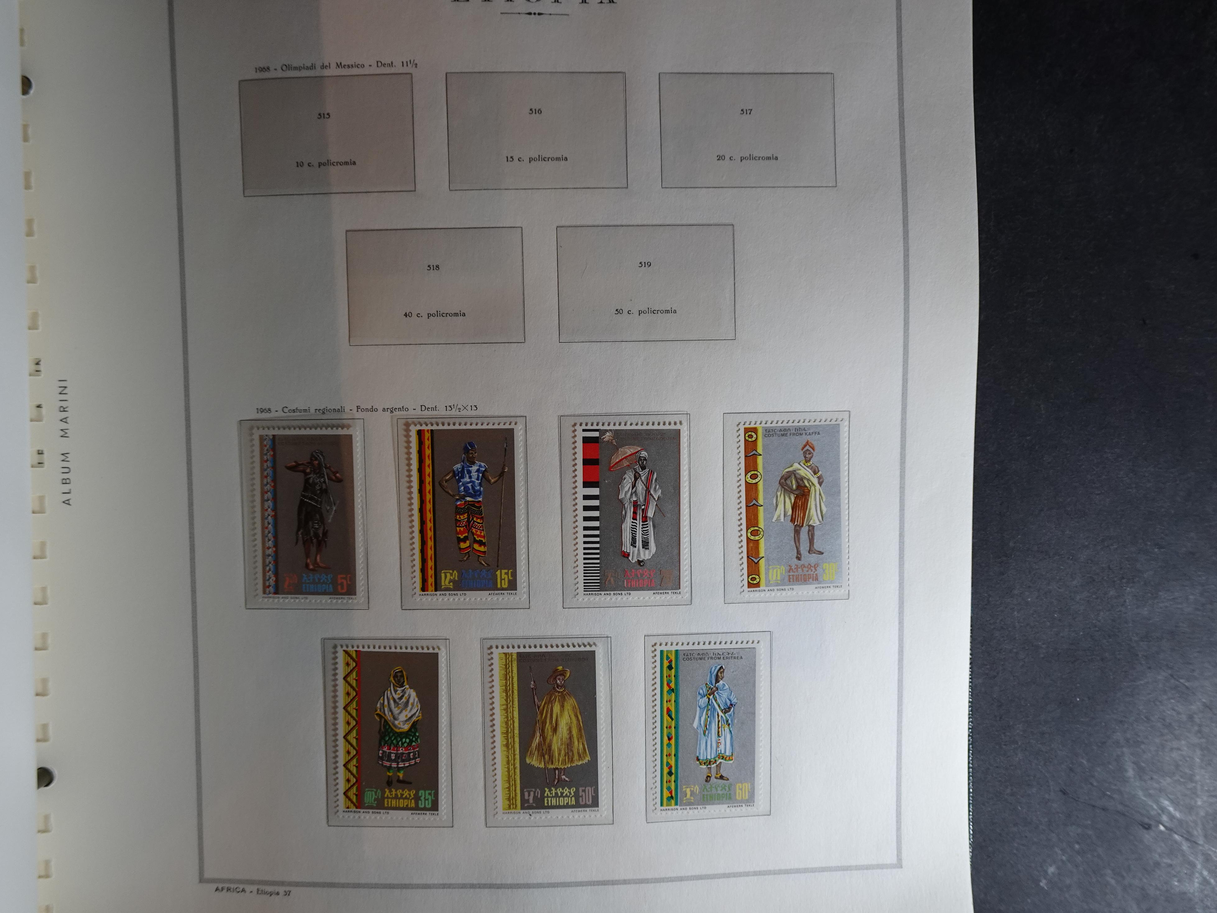 Verzameling in Marini album met Ethiopië, Ghana  Libië, Somalië en Sudan, leuke koop met veel motief. 9
