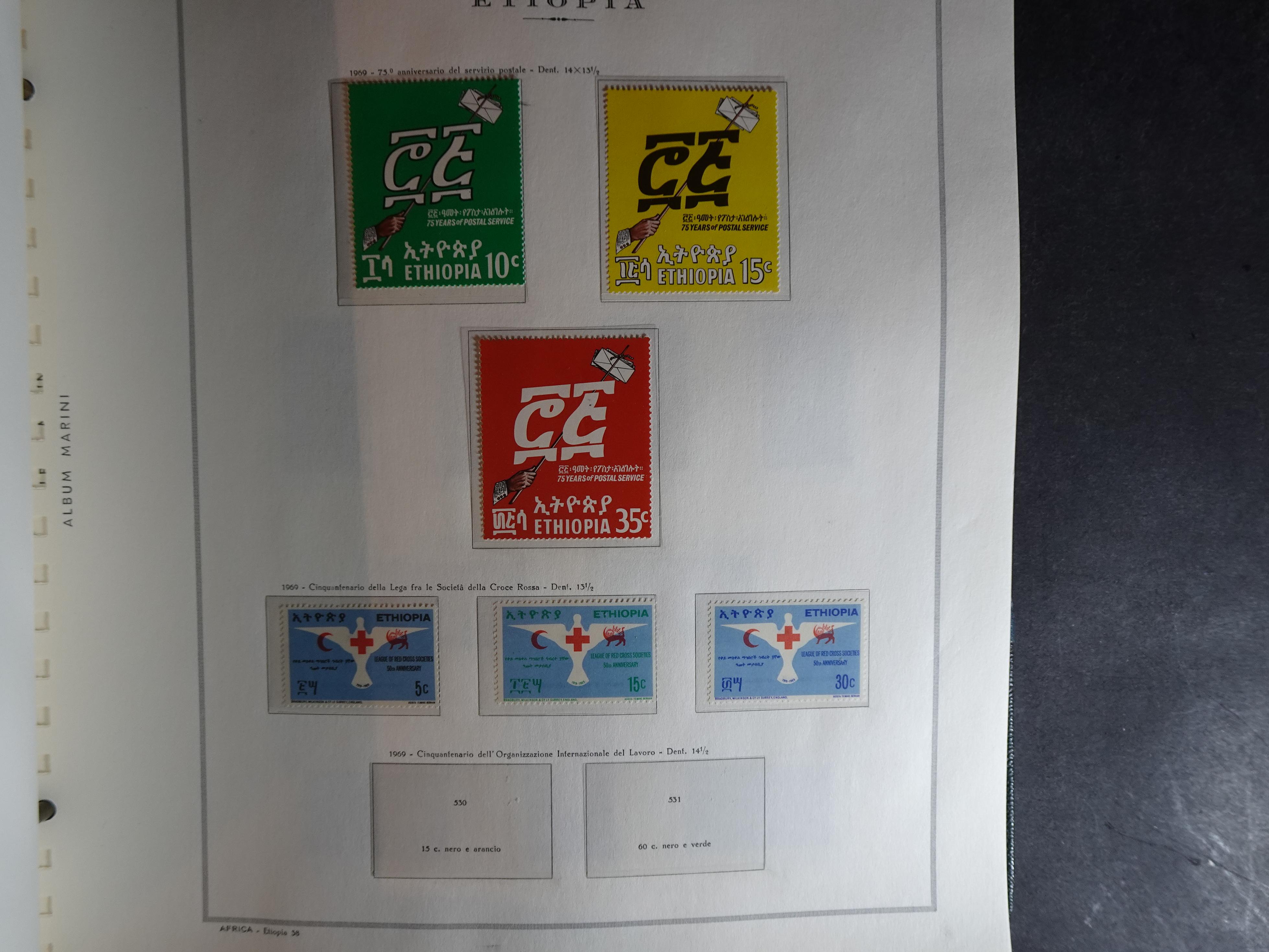 Verzameling in Marini album met Ethiopië, Ghana  Libië, Somalië en Sudan, leuke koop met veel motief. 10
