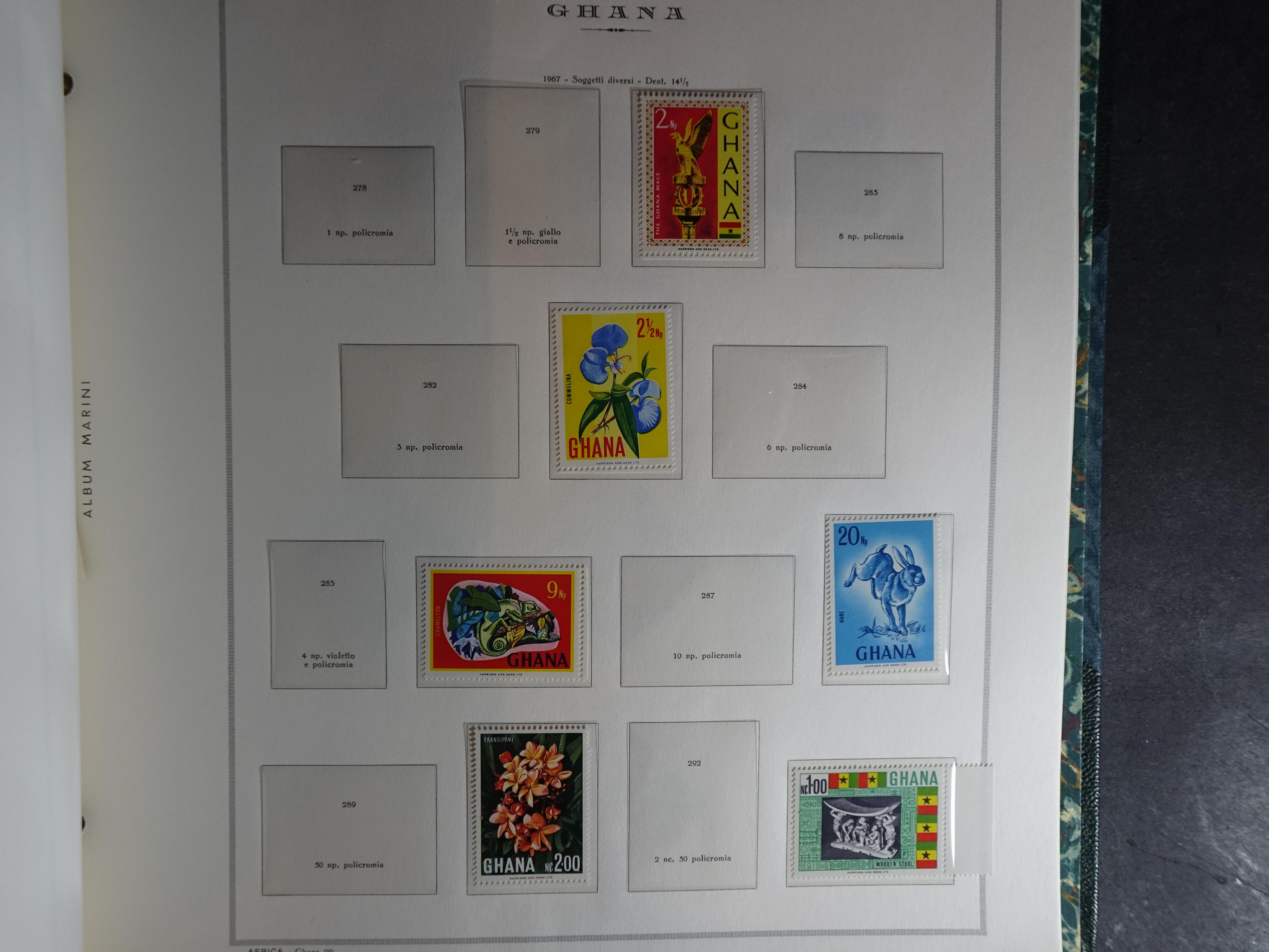 Verzameling in Marini album met Ethiopië, Ghana  Libië, Somalië en Sudan, leuke koop met veel motief. 56