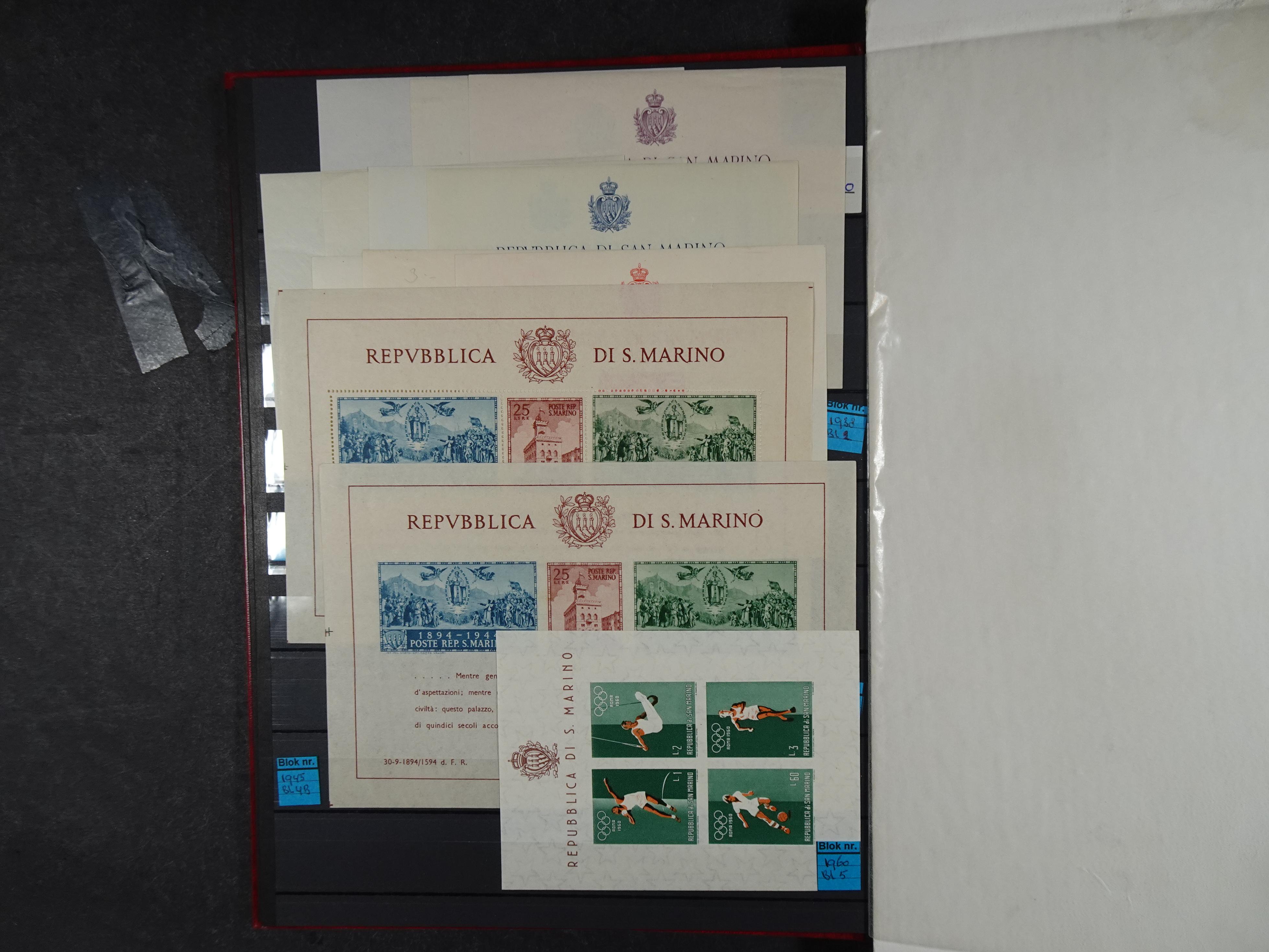 Mooie partij blokken en kleinbogen o.a. Belire blokken, San Marino. 6