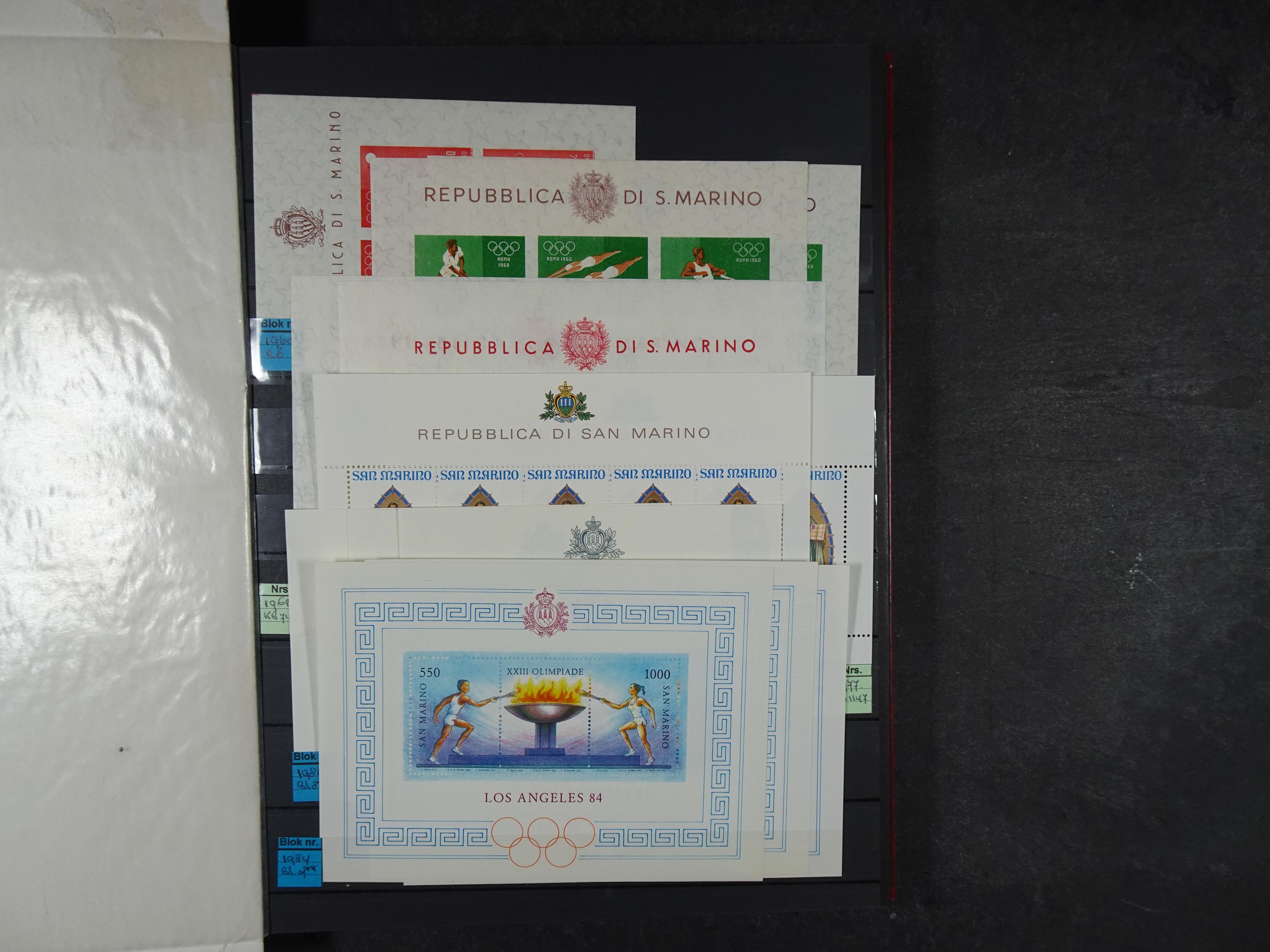 Mooie partij blokken en kleinbogen o.a. Belire blokken, San Marino. 7