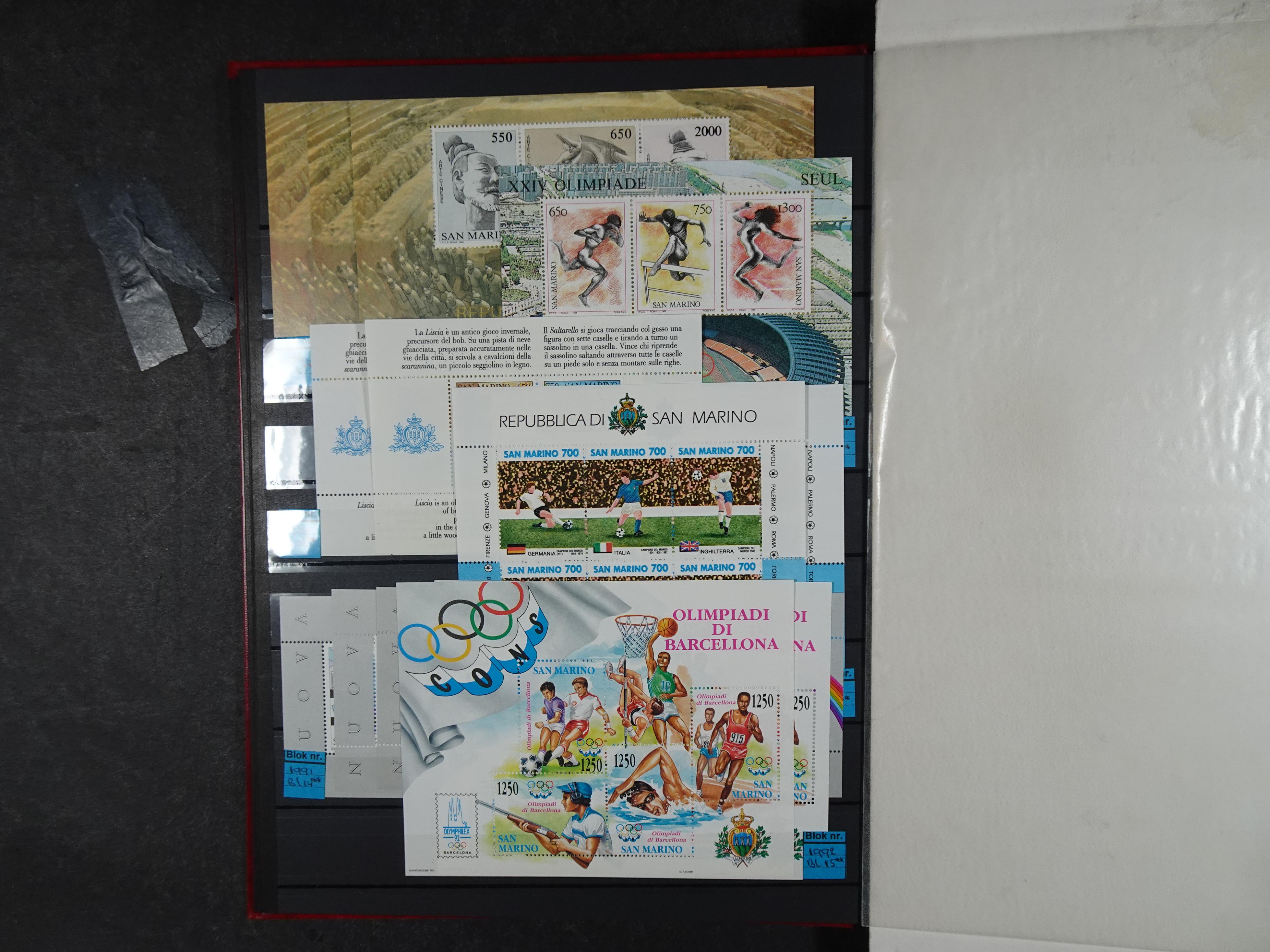 Mooie partij blokken en kleinbogen o.a. Belire blokken, San Marino. 8