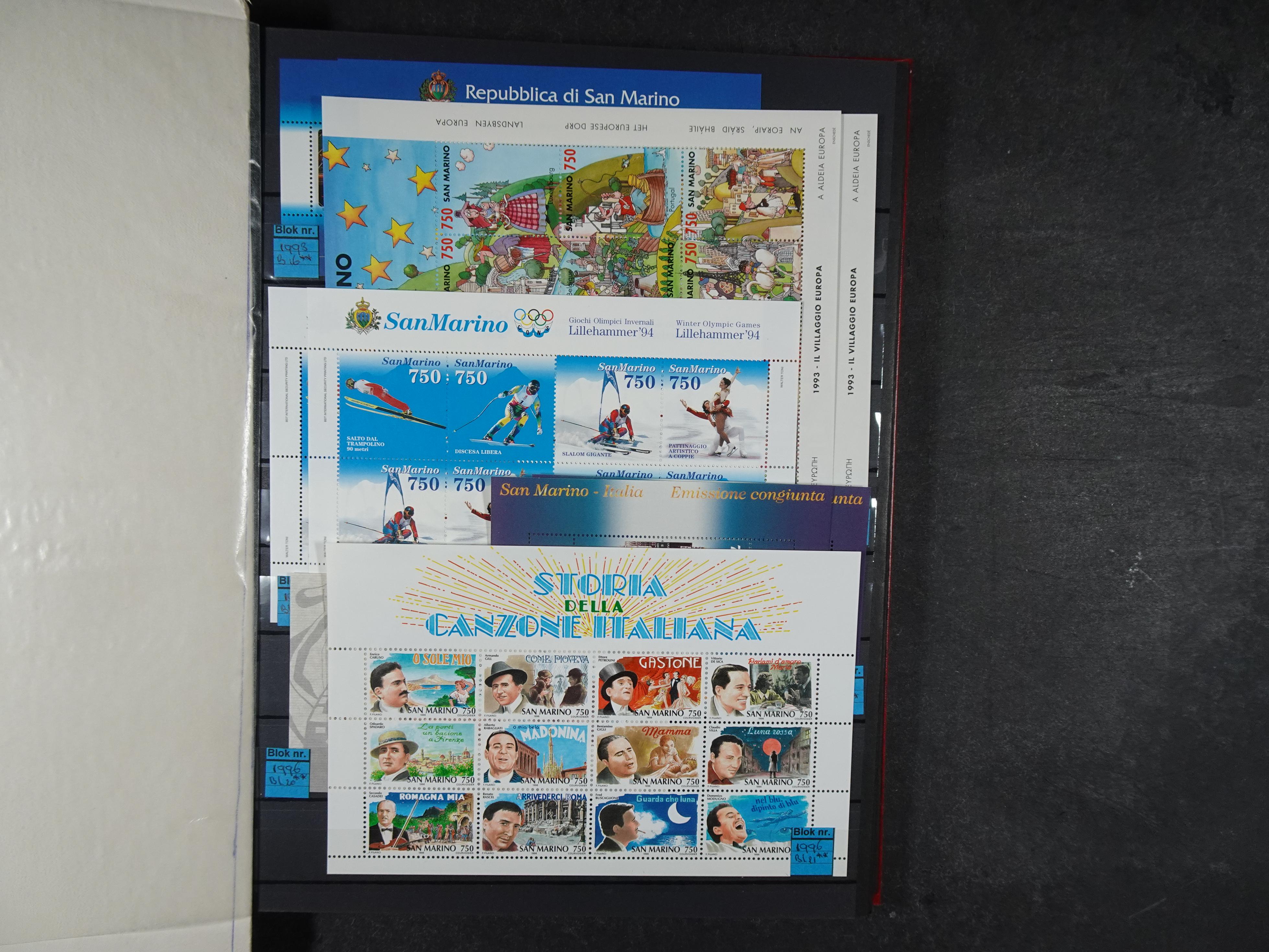 Mooie partij blokken en kleinbogen o.a. Belire blokken, San Marino. 9