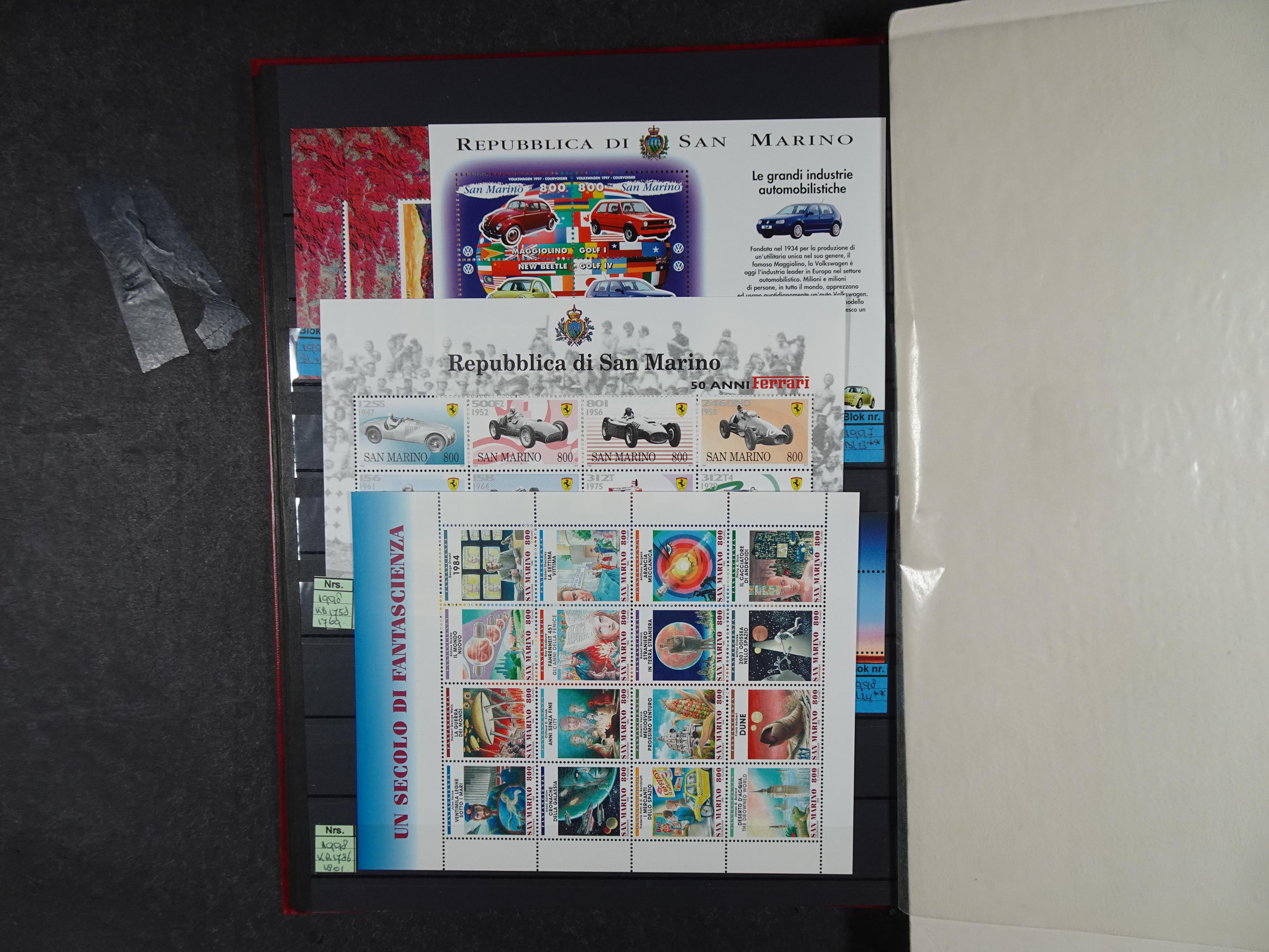 Mooie partij blokken en kleinbogen o.a. Belire blokken, San Marino. 10