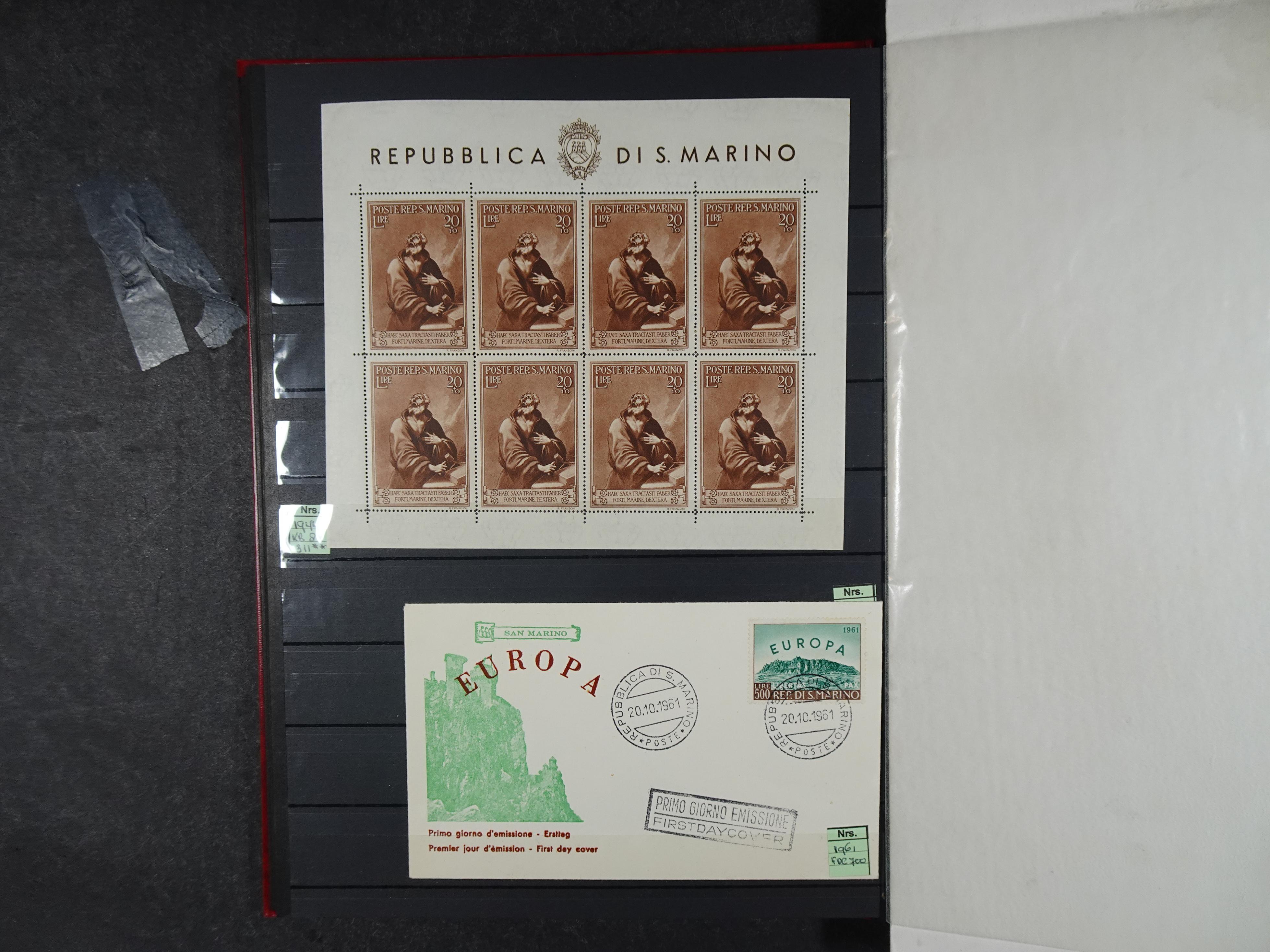 Mooie partij blokken en kleinbogen o.a. Belire blokken, San Marino. 12