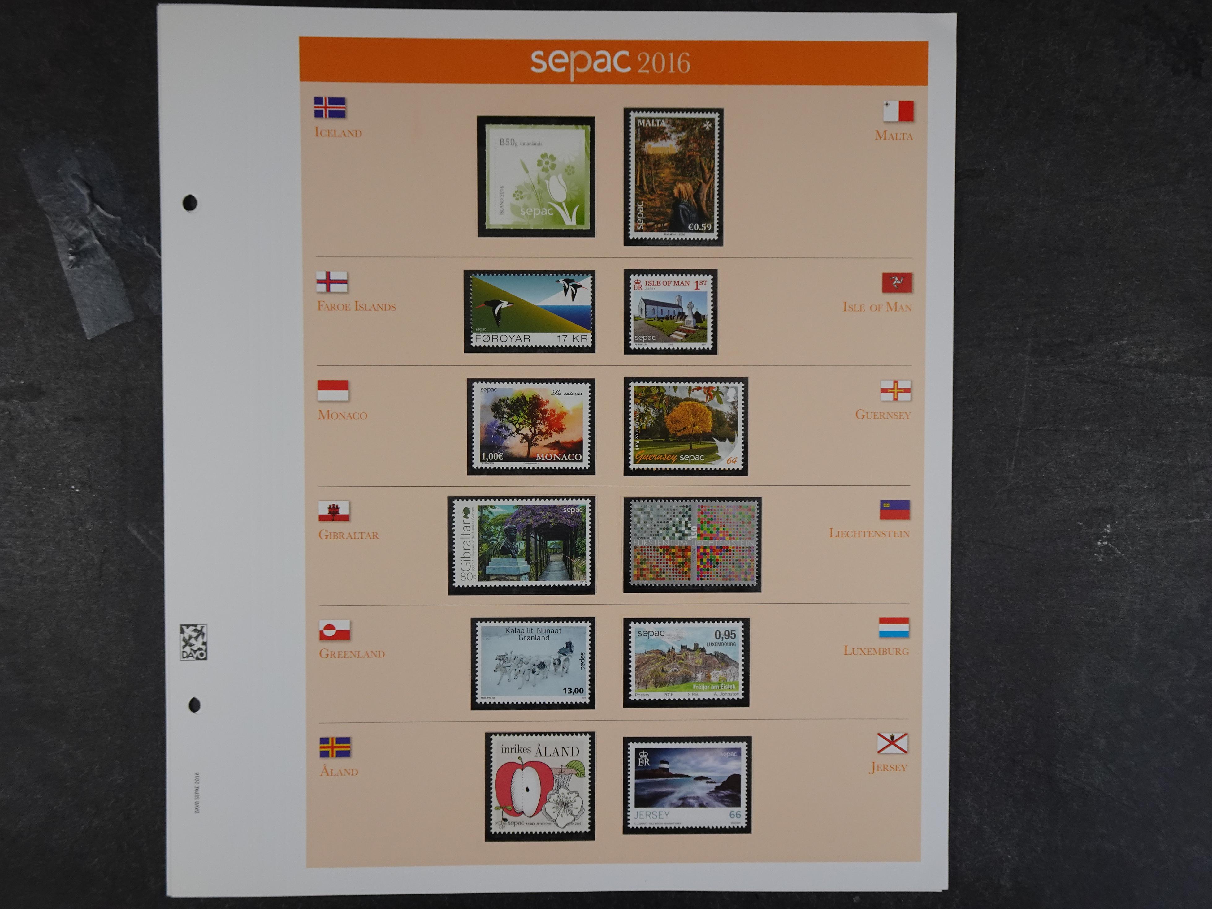Kleine verzameling op luxe Davo bladen.
Zegels worden uitgegeven door postdiensten van kleine Europese landen of gebieden met ieder jaar een onder thema. 7