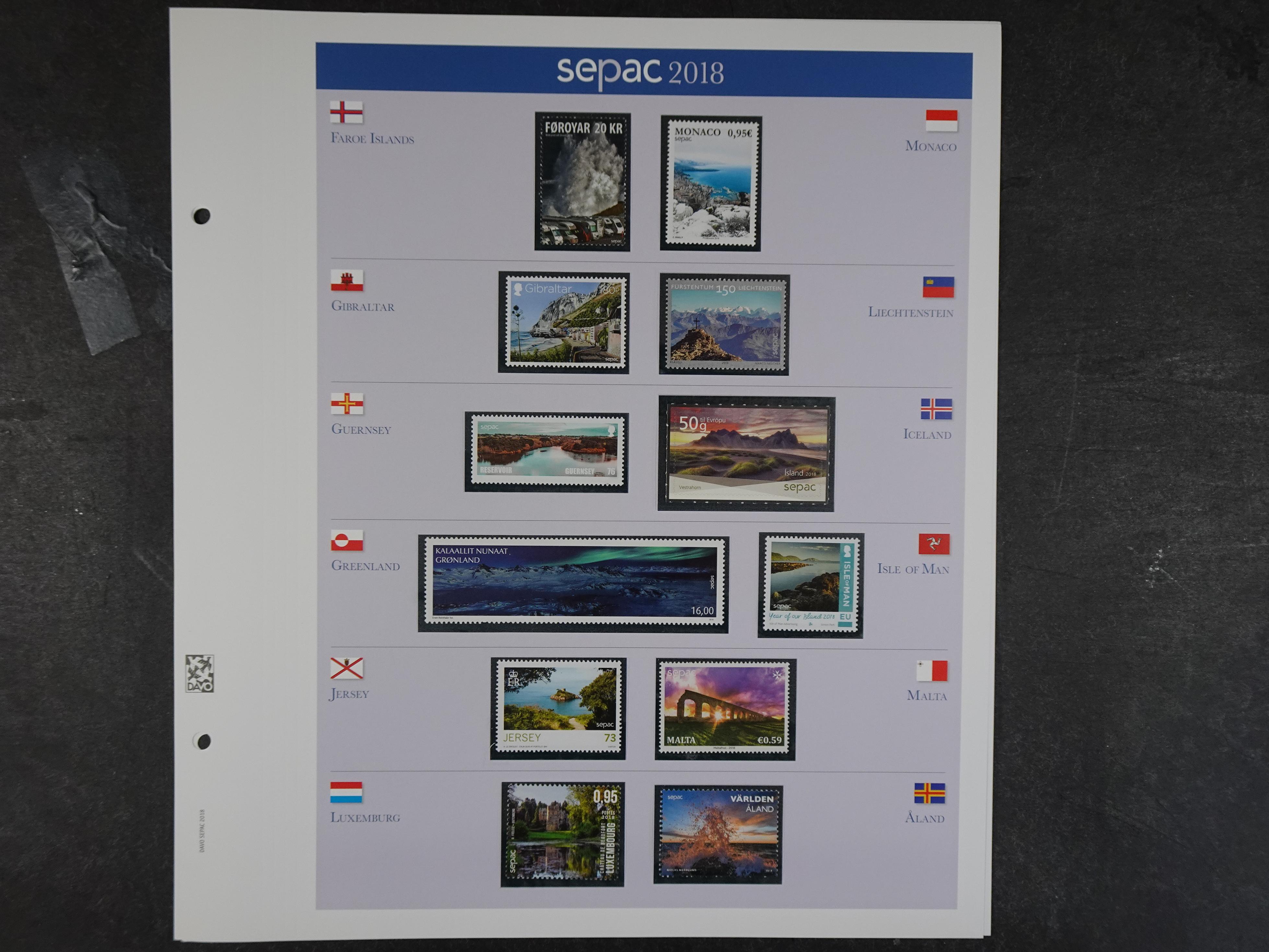 Kleine verzameling op luxe Davo bladen.
Zegels worden uitgegeven door postdiensten van kleine Europese landen of gebieden met ieder jaar een onder thema. 9