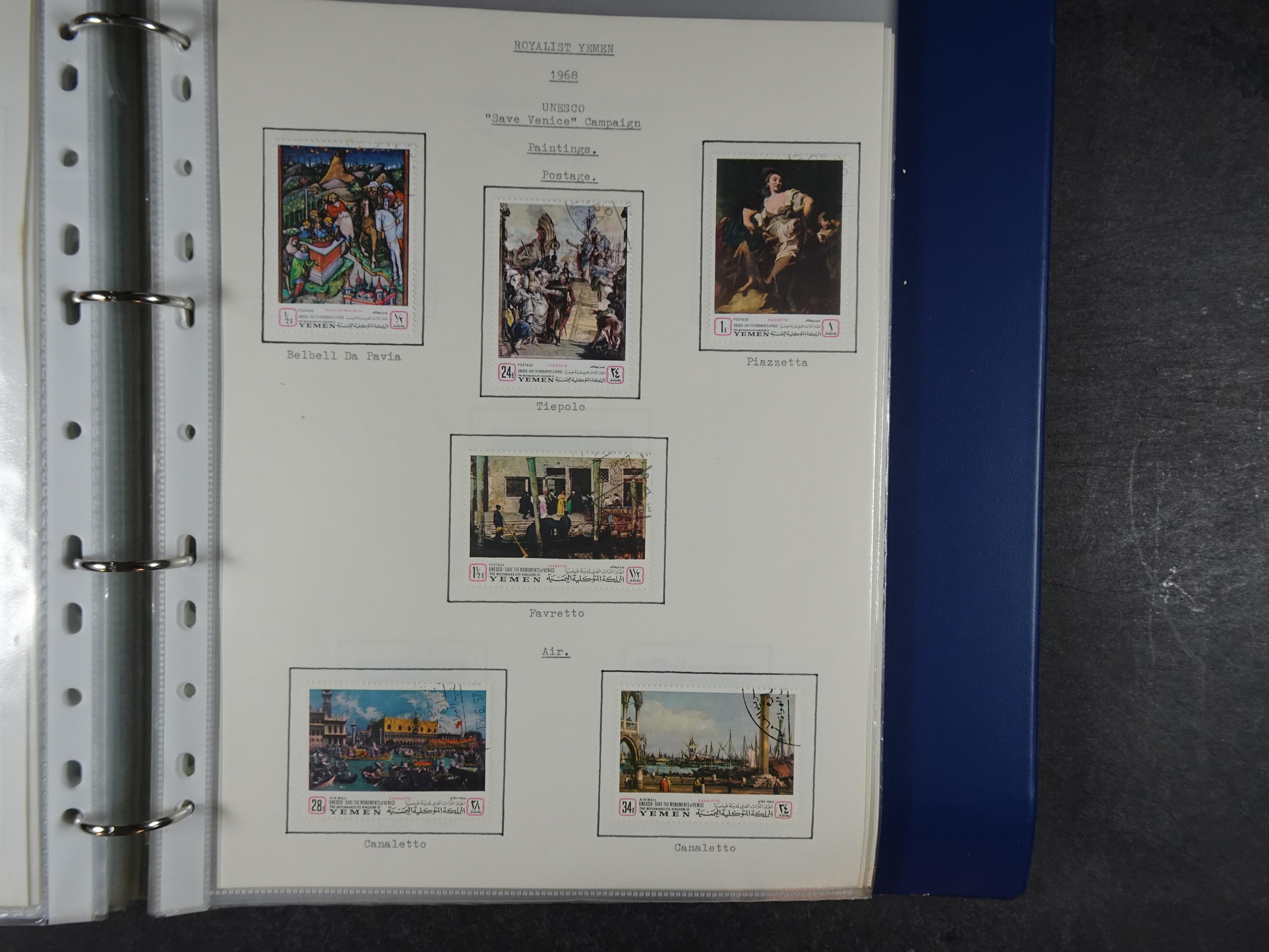 Mooie opgezette collectie veel deel gestempeld met betere blokken. 
Jaren 60 postfris. 74