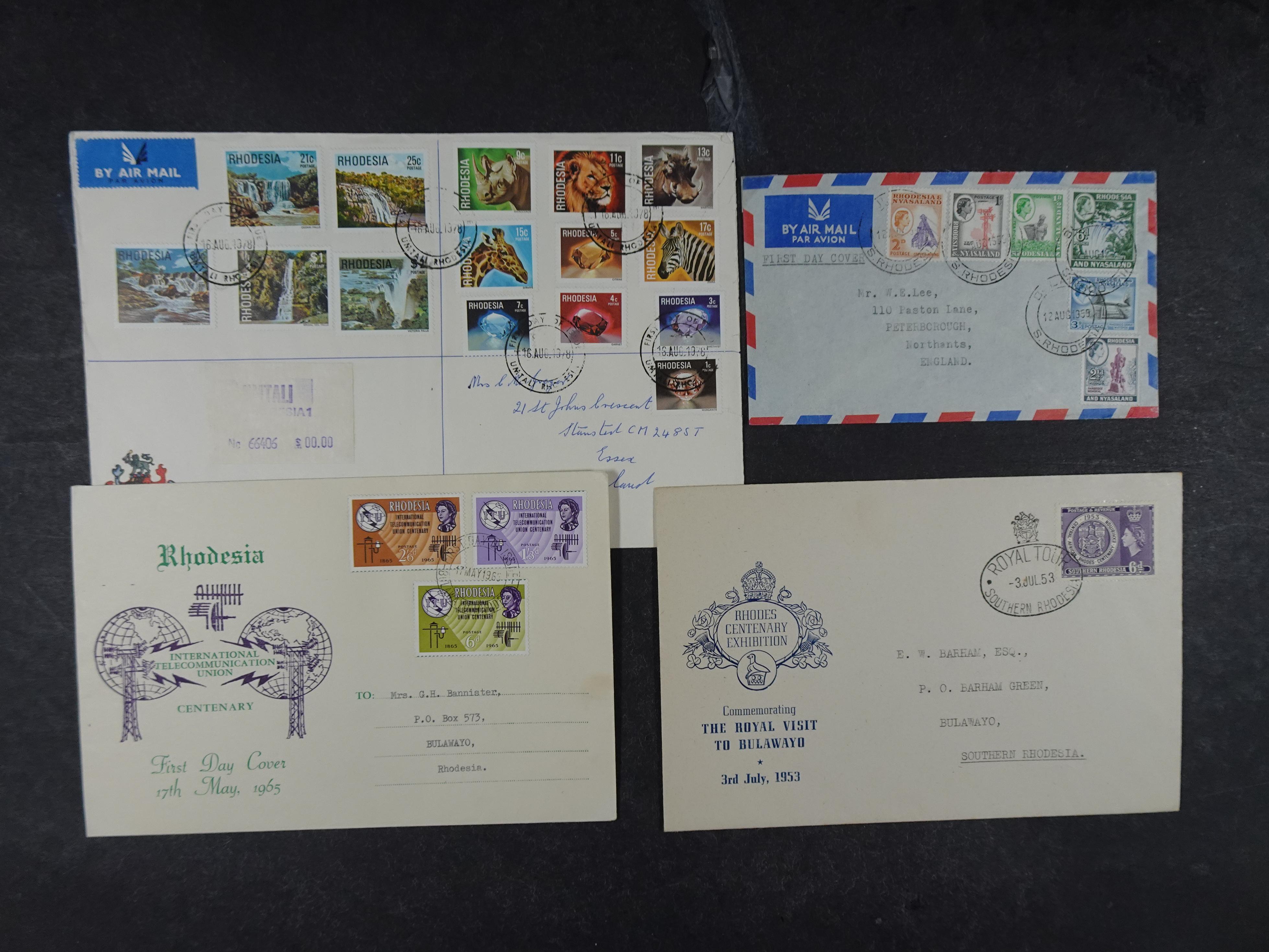 Interessante kavel met FDC'S en poststukken uit diversen delen van Rhodesie uniek materiaal. 