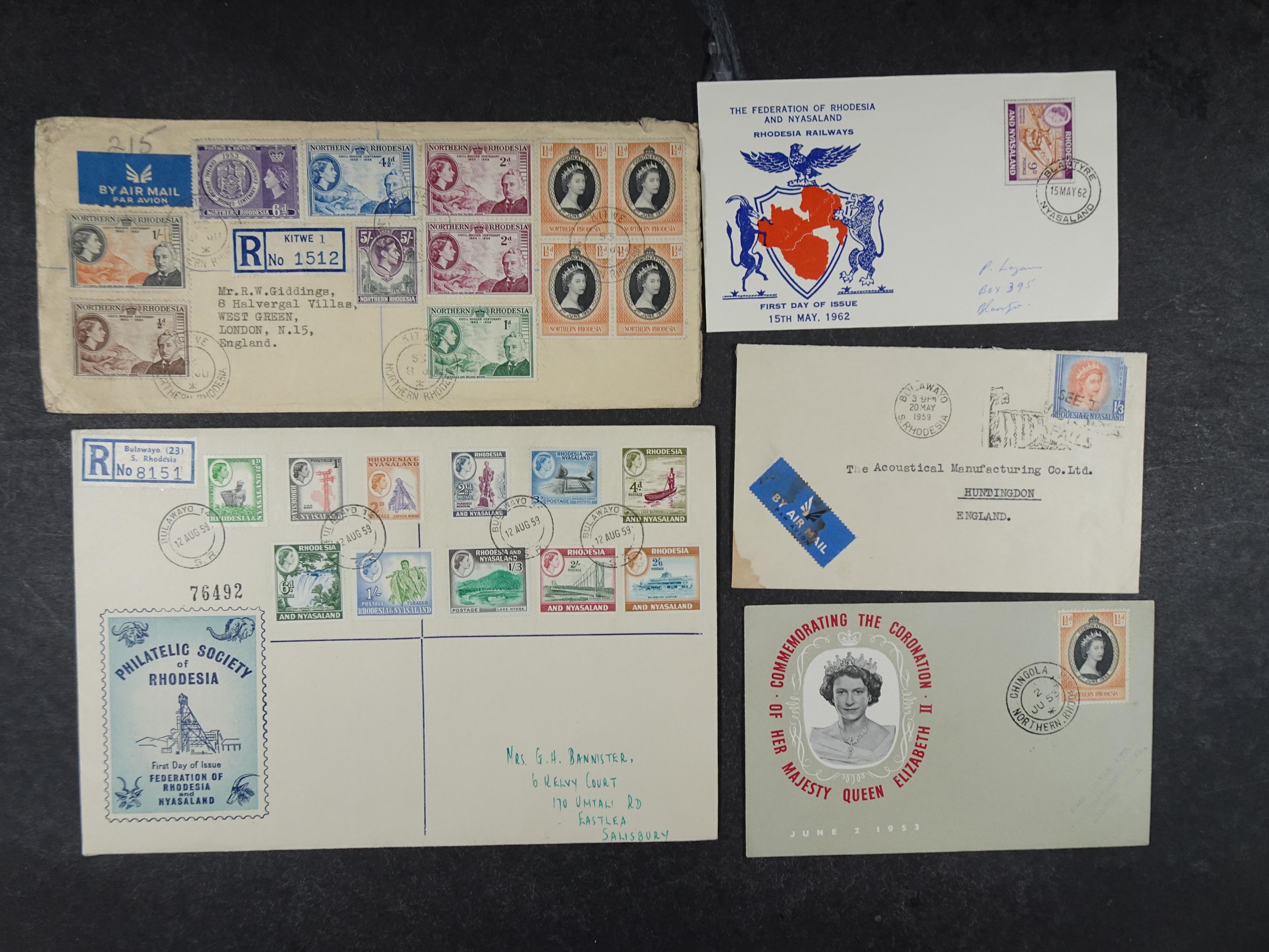 Interessante kavel met FDC'S en poststukken uit diversen delen van Rhodesie uniek materiaal.  4