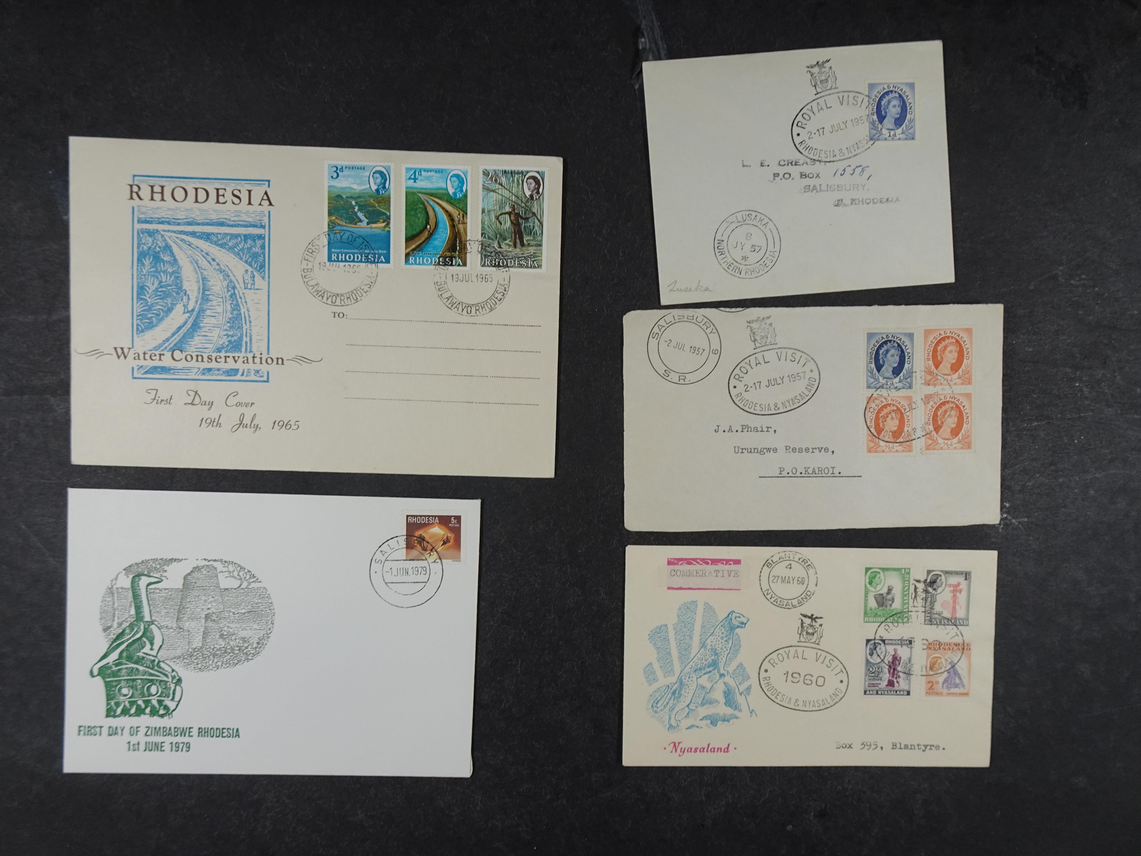Interessante kavel met FDC'S en poststukken uit diversen delen van Rhodesie uniek materiaal.  7