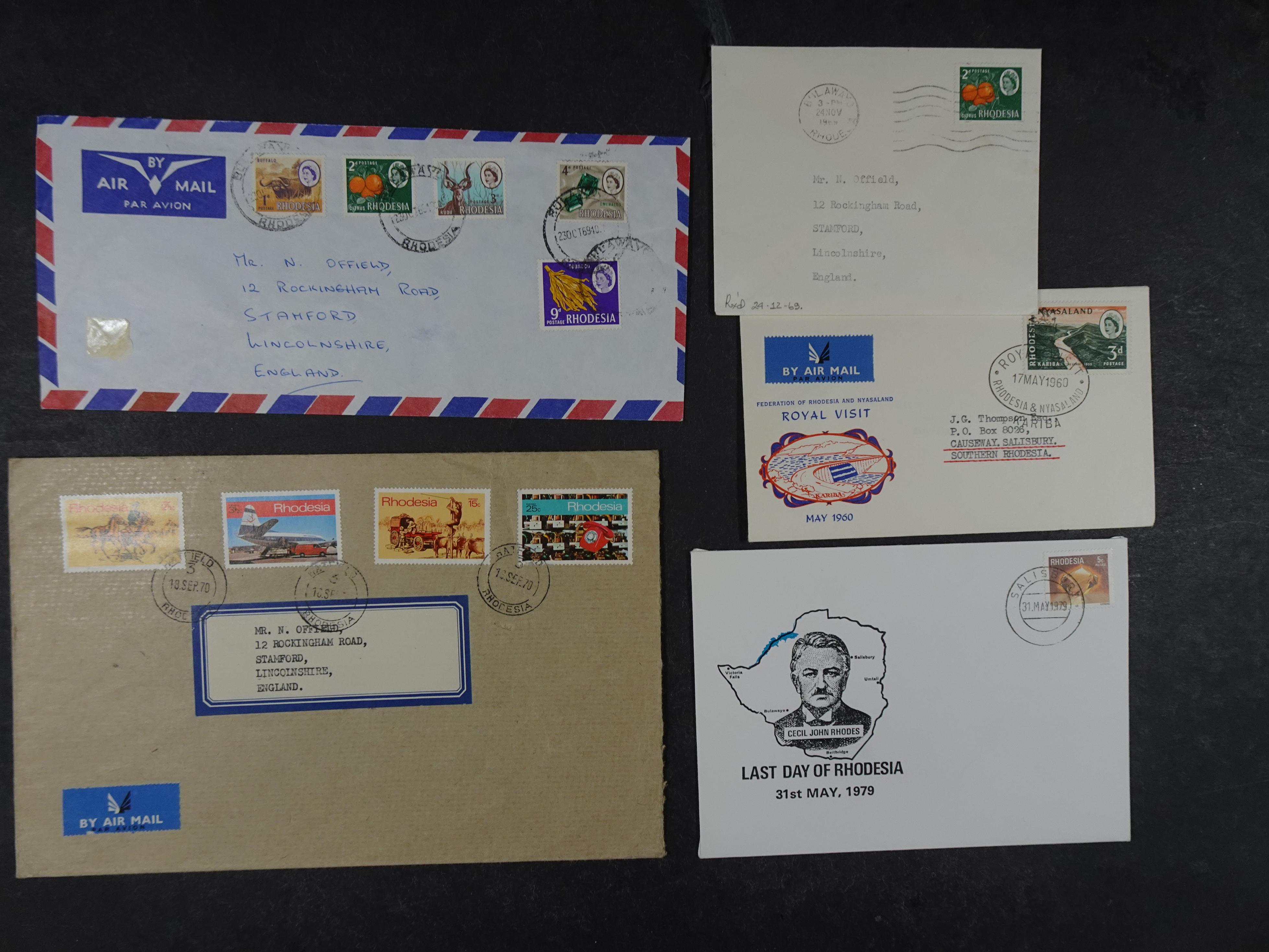 Interessante kavel met FDC'S en poststukken uit diversen delen van Rhodesie uniek materiaal.  8