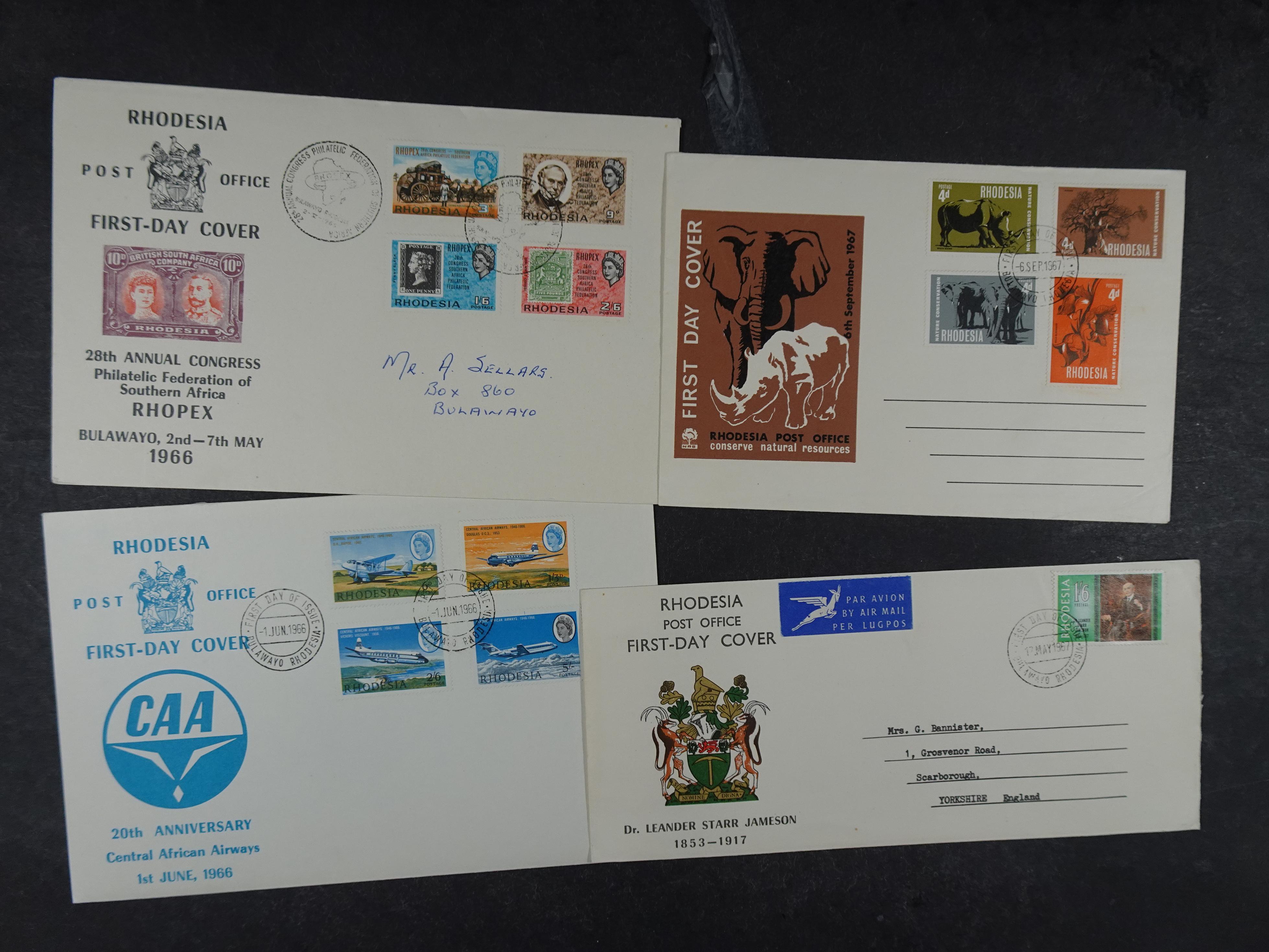 Interessante kavel met FDC'S en poststukken uit diversen delen van Rhodesie uniek materiaal.  10
