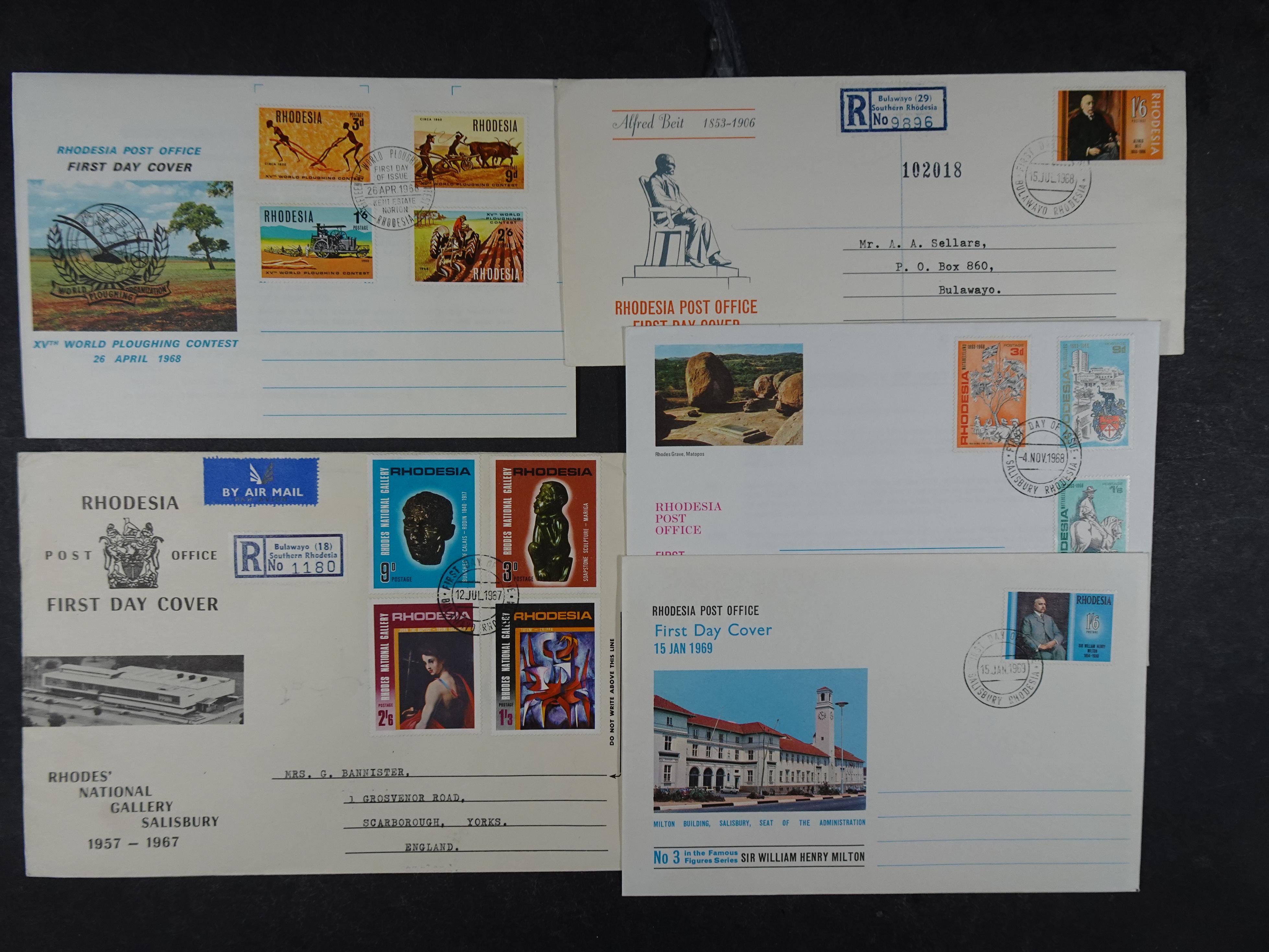 Interessante kavel met FDC'S en poststukken uit diversen delen van Rhodesie uniek materiaal.  11