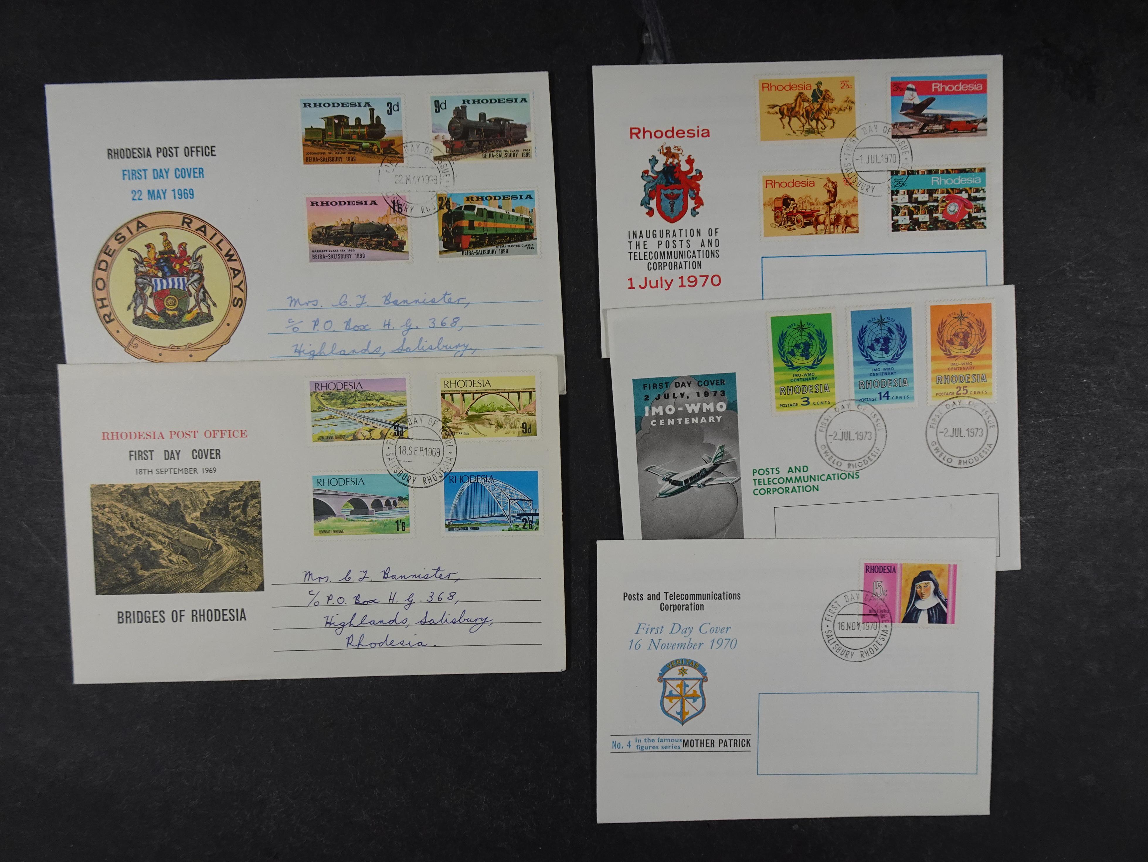 Interessante kavel met FDC'S en poststukken uit diversen delen van Rhodesie uniek materiaal.  12